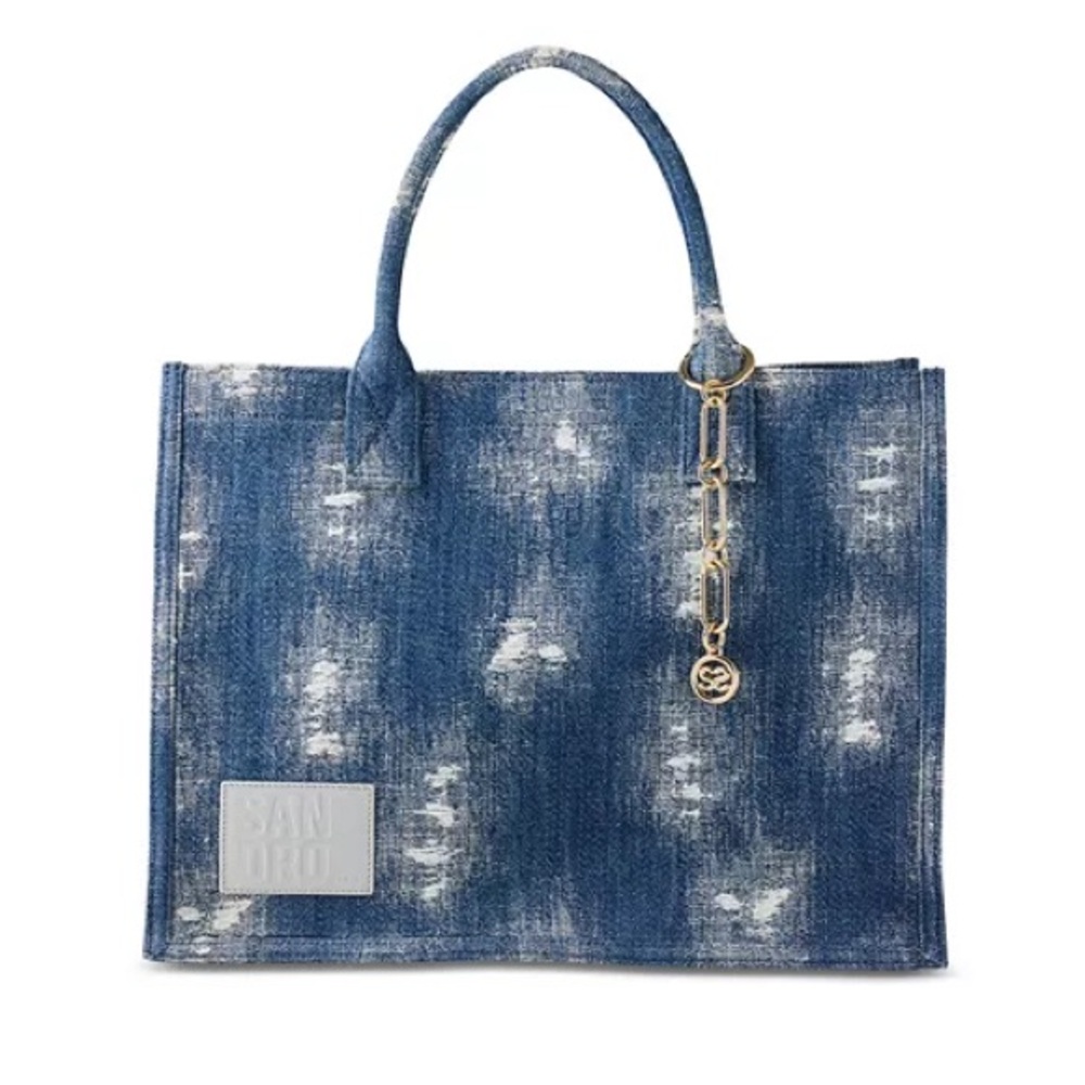Sandro Kasbah Distressed Denim Tote Bag